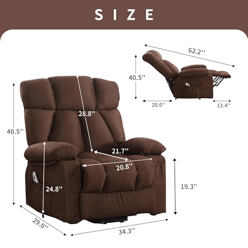 Oversized Power Lift Recliner Chair with Massage and Heat for Elderly, Blue K6321