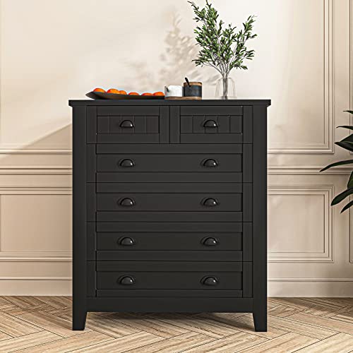 Vibe & Dine 6 Drawer Dresser Tall, White Wooden Chest for Bedroom P8586