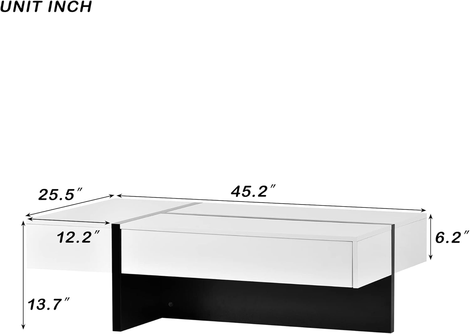 Merax Contemporary Rectangle Coffee Table, High Gloss, White and Black L88478