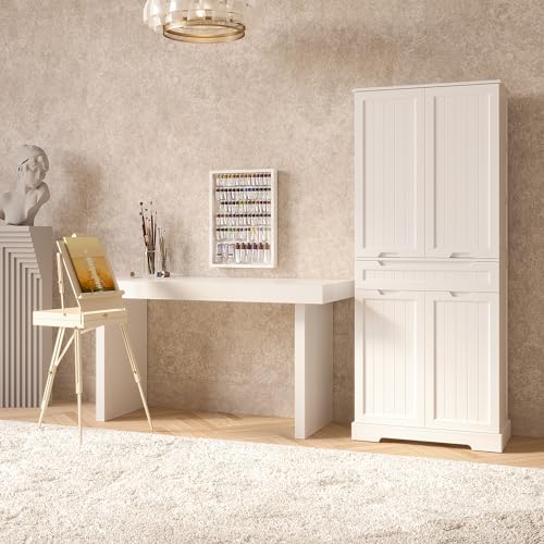 Gizoon 71" Tall Kitchen Pantry Storage Cabinet with Doors and Shelves, White J3114