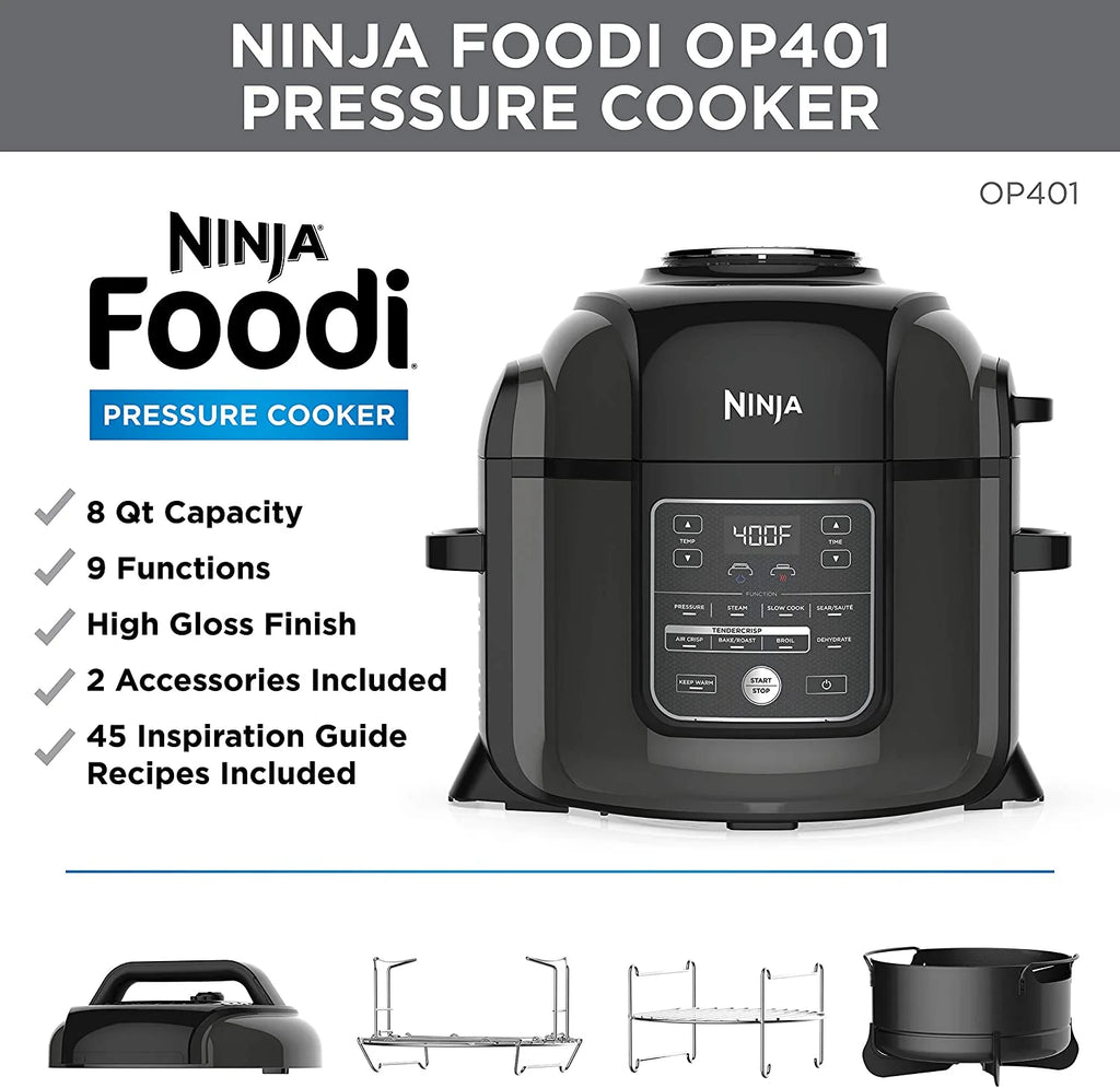 Restored Ninja Foodi 8-Quart 9-in-1 Deluxe XL Pressure Cooker and Air Fryer E5677