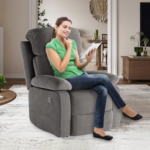 Manual Recliner Chair for Adults Living Room Small Spaces, Sand U7997