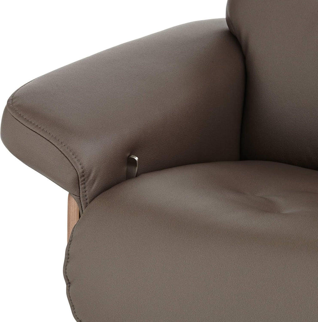BenchMaster Malibu Chocolate Tufted Faux Leather Swivel Recliner with Ottoman O163593