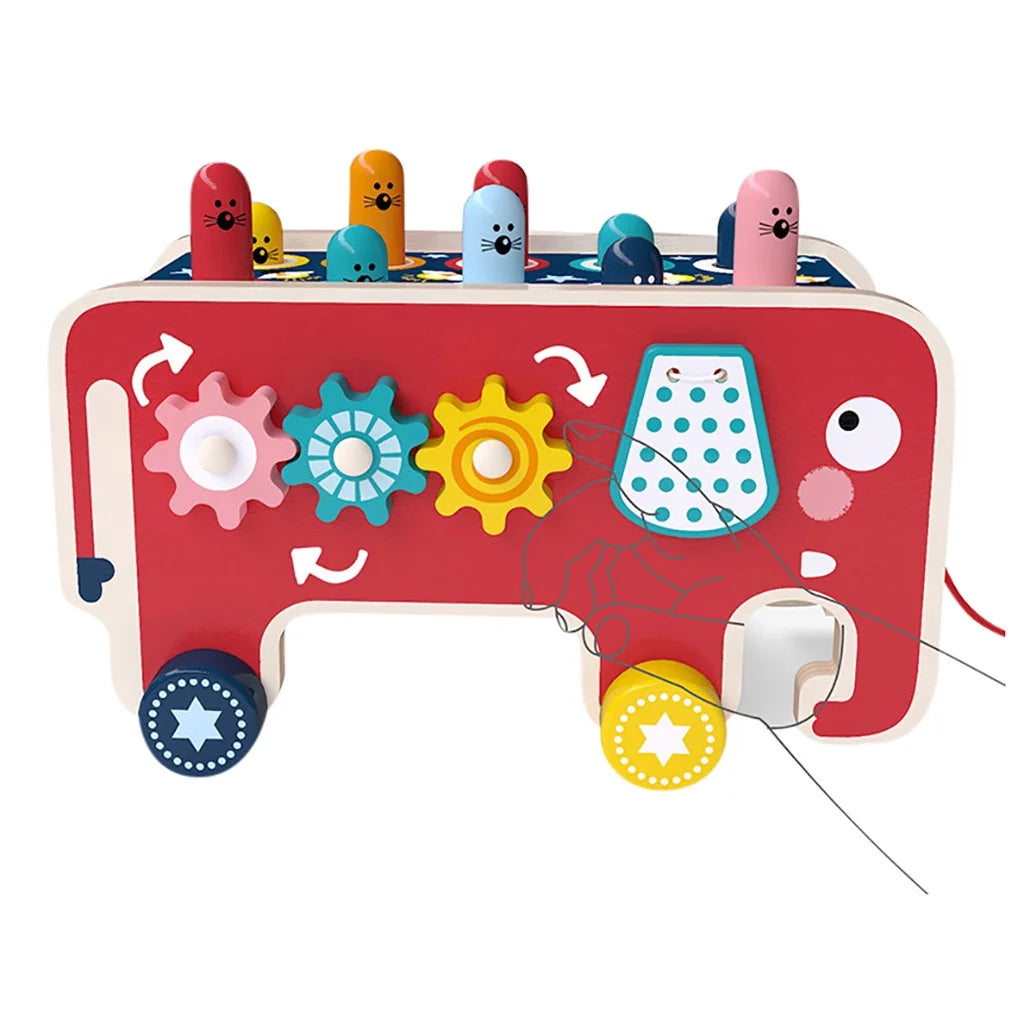 Wepro Colourful Wooden Whack-A-Mole Game Early Educational Toys Kids Two Hammers A98694