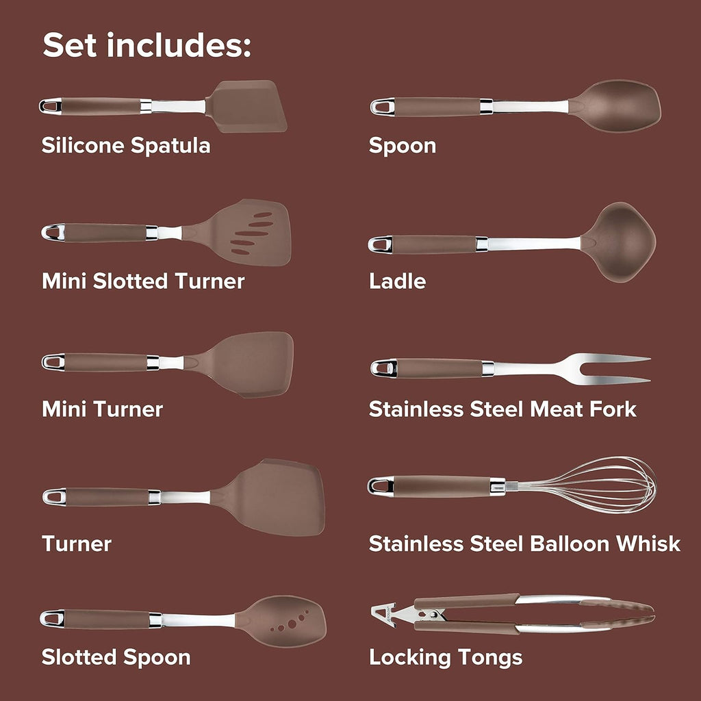 Anolon Tools Nonstick Nylon Cooking Utensils Set, 10 Piece I58646