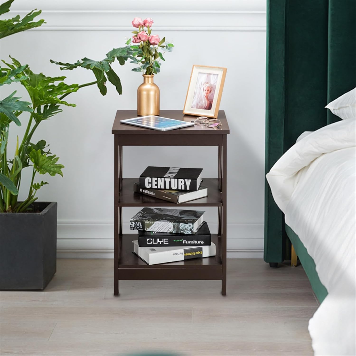 Sofa Side Table, Small Mobile Corner Table with Wheels G96028