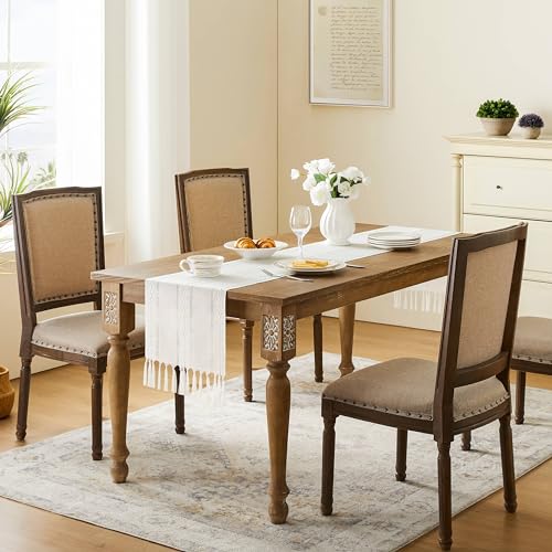 Hemstitched Farmhouse Table Runner, Charcoal 13x72 Inch, Cotton Linen H4673