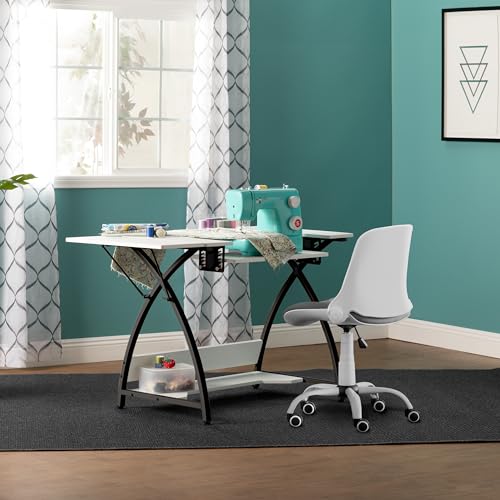Sew Ready Comet Plus Sewing Table with Storage Drawer and Shelves, Black/White B263