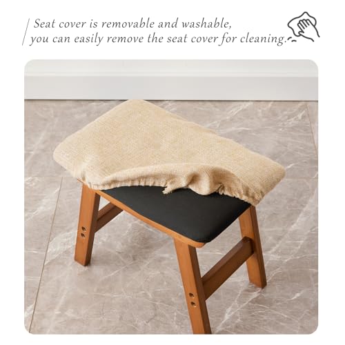 Bamboo Foot Stool Under Desk with Black Legs, Beige Surface Q1724