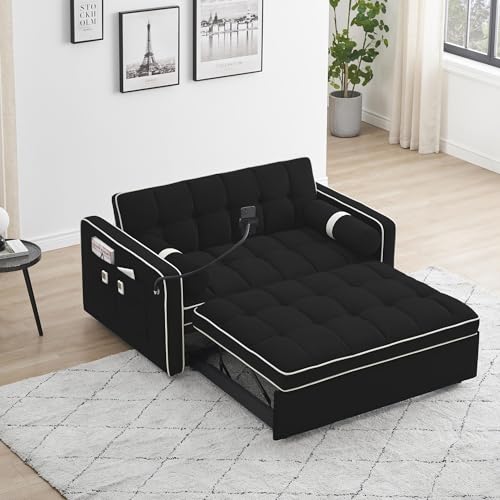 LUMISOL Convertible Couch with Pullout Bed, 3 in 1 Sleeper Sofa, Beige G86561