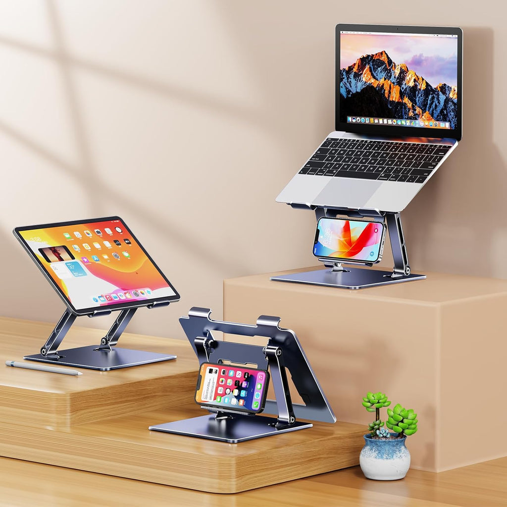 Adjustable Laptop Stand for Desk with Phone Holder, Ergonomic Foldable Riser W69807