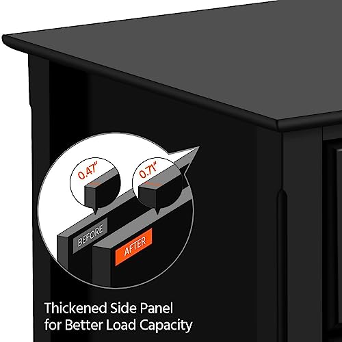 Yaheetech Bedside Table Set of 2, Nightstand with 3 Drawer and Solid Wood Legs, Black G20751