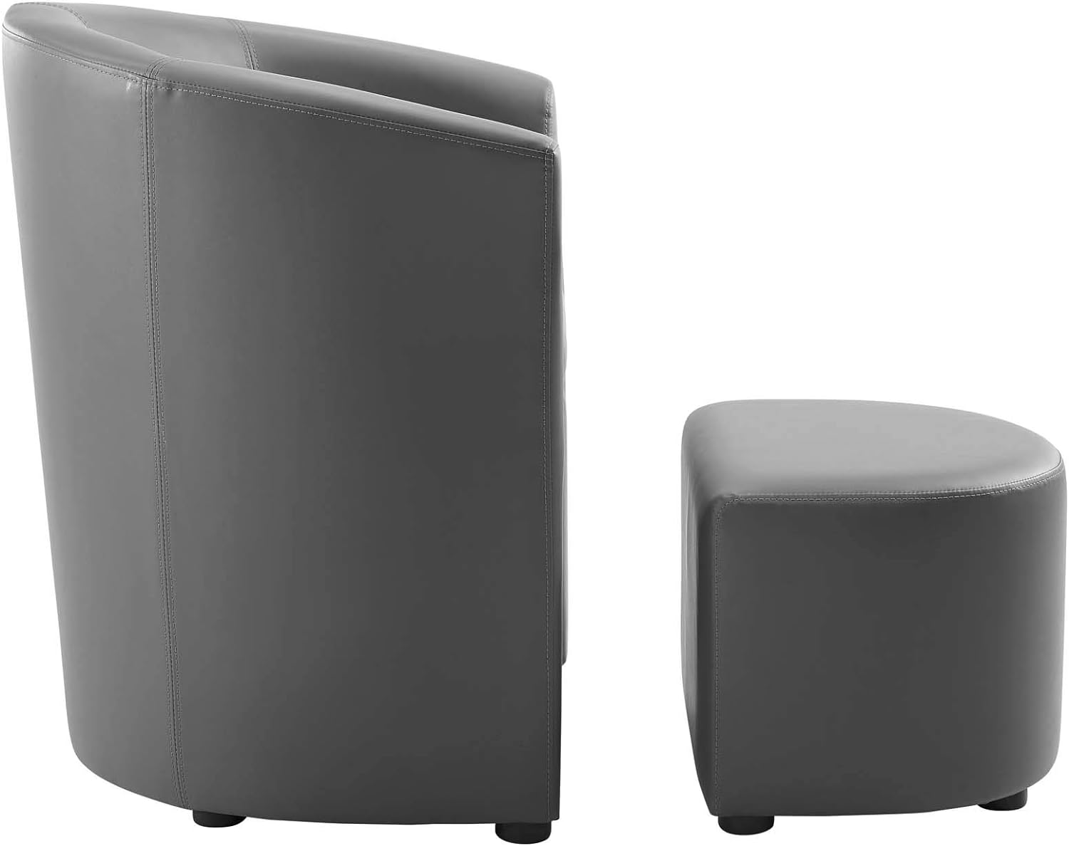 Divulge Faux Leather Armchair and Ottoman Set in Gray Q775