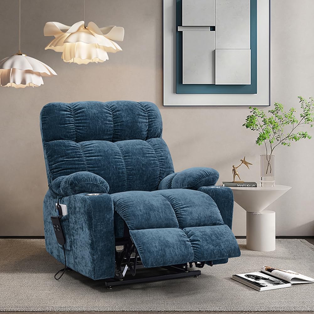 Power Lift Recliner Chair for Elderly, Dual Motor, Blue G4779