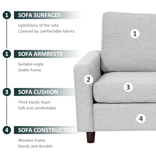 Babion 79" Convertible Sectional Sofa Couch, Linen Fabric, Light Gray L696564