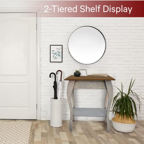 Peaceful Classics Wooden End Table with 2-Tiered Shelves, Mocha N936304