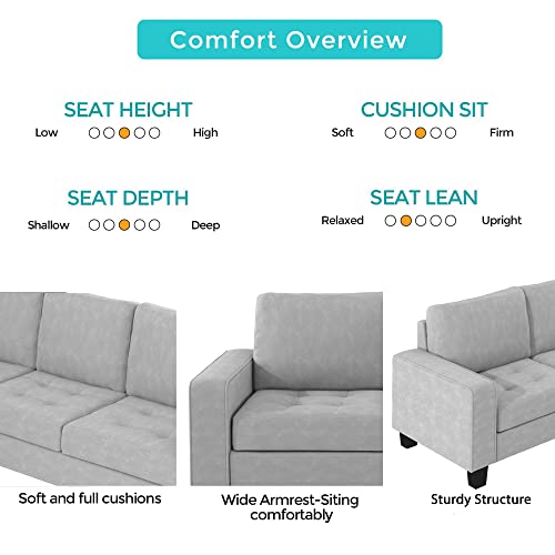 L-Shape Sectional Sofa with Storage Ottoman, Light Grey X911071