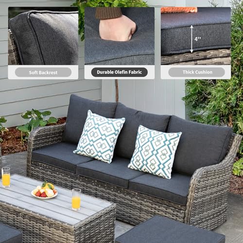 14 Pieces Modular Patio Furniture Set with Coffee Table, Brown Rattan Outdoor Sectional Q240660