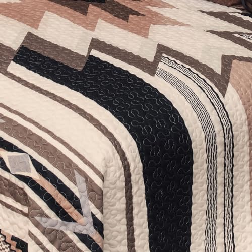 BLACK FOREST DECOR King Quilt Bedding Santa Fe Stripes Three Piece Bed Set J690