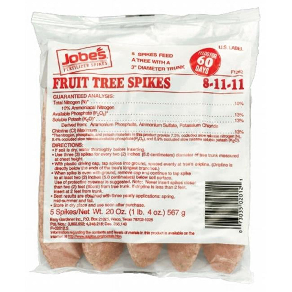 Jobe's 02012 Fruit Tree Fertilizer Spikes, 8-11-11, 5-Pk. - Quantity 32