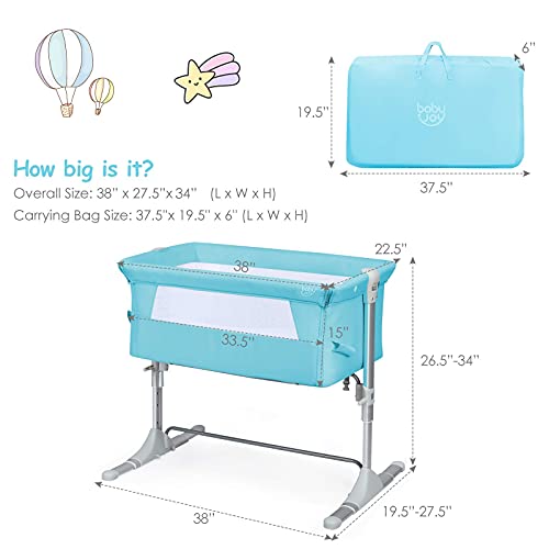 BABY JOY Baby Bedside Crib, Portable Travel Bassinet with Carrying Bag, Grey E759749