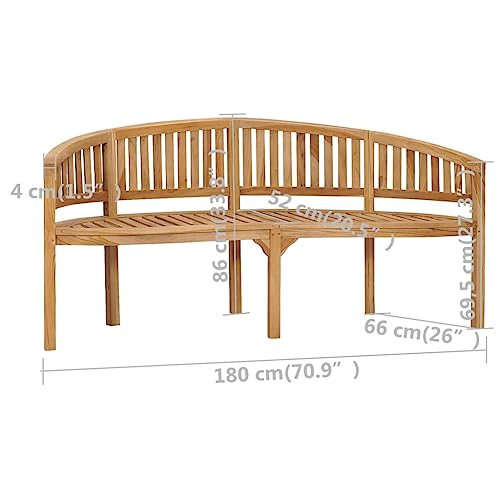 Banana Bench 70.9" Solid Teak Wood Bench for Garden, Patio or Living Room H6362
