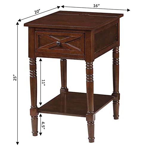 Convenience Concepts Country Oxford End Table with Charging Station, Espresso Z642