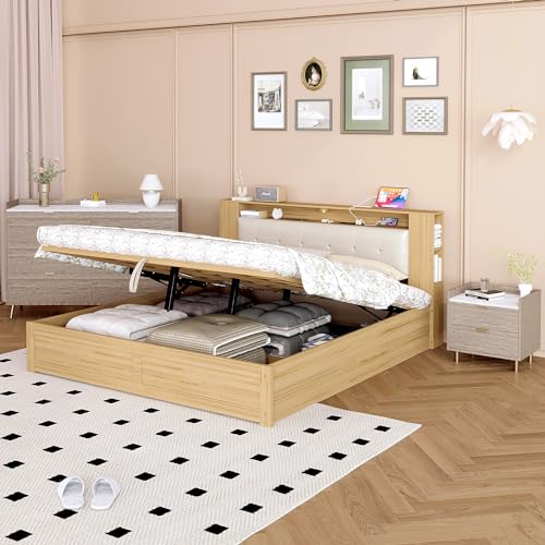 Merax 3-Piece Queen Bedroom Set with Upholstered Bed, Nightstand & Dresser N854