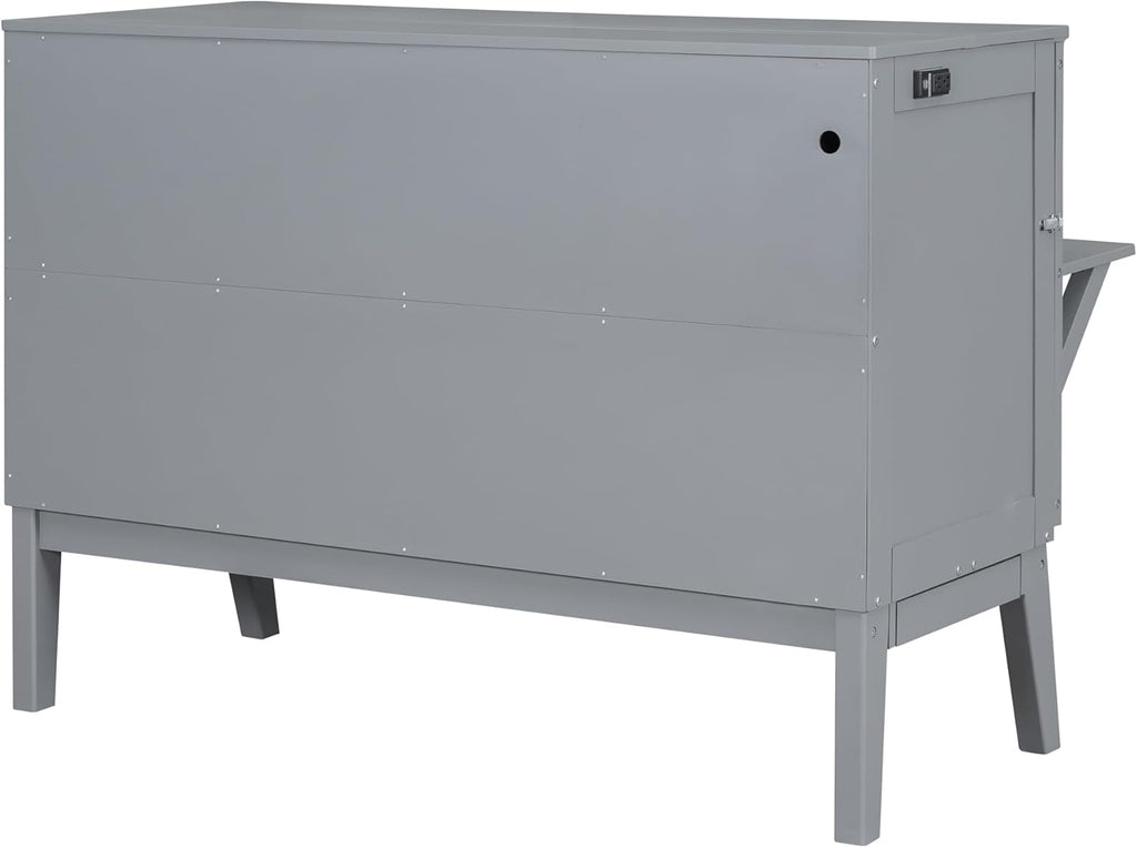 Murphy Bed Queen with Desk, Shelves and Charging Station, Grey Z595