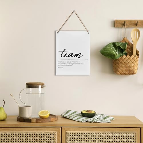 Team Definition Office Wall Decor - Inspirational Wood Hanging Sign 8x10 Inch Q9259