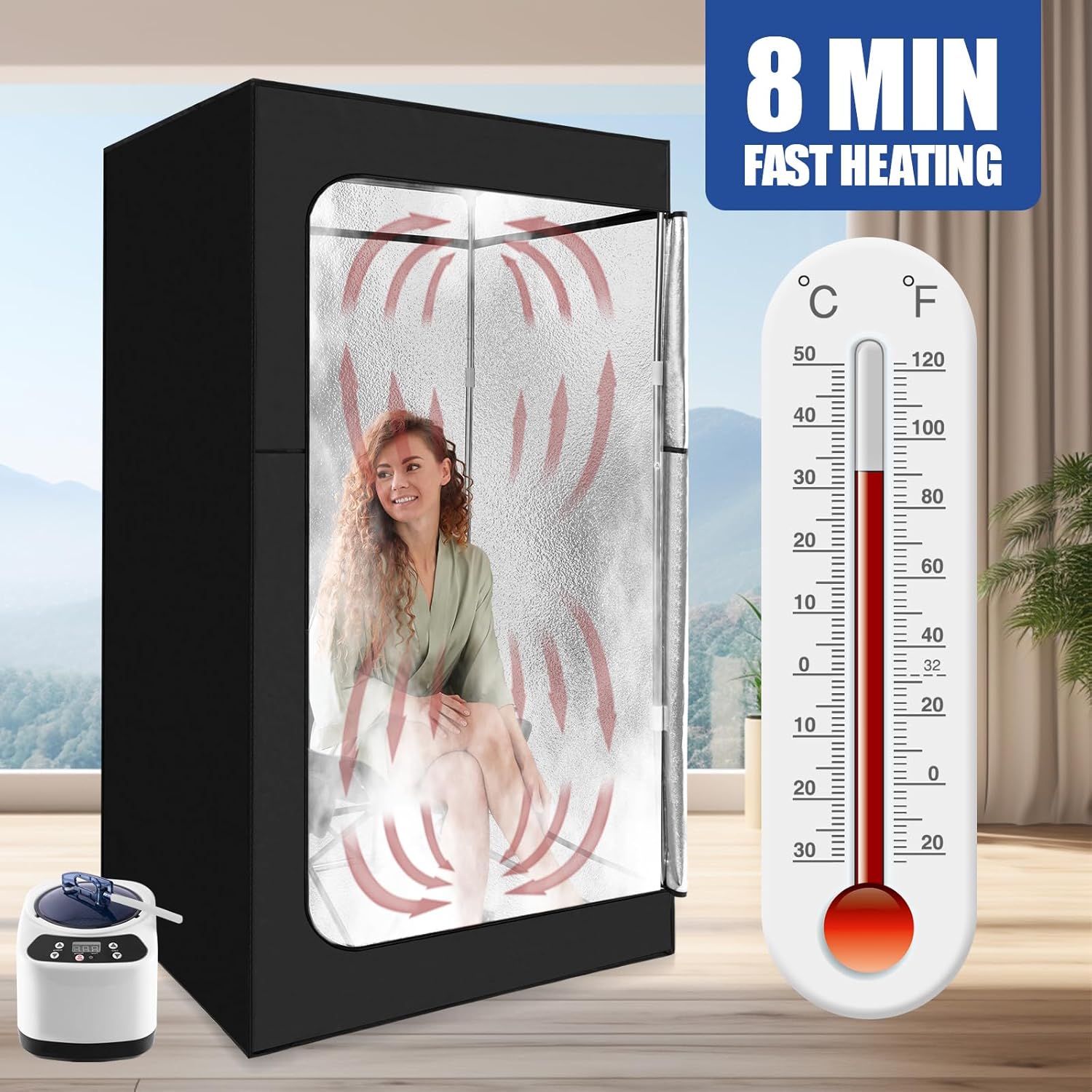 Portable Steam Sauna for Home Spa with 600D Canvas Tent and 1000W Steamer I261606