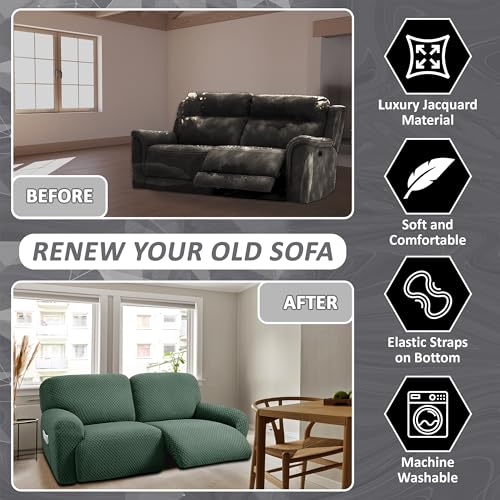 ULTICOR Reclining Love Seat Slipcover with Middle Console, Dark Grey S319