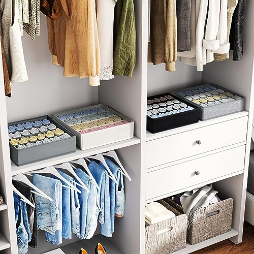 Sock Organizer 4 Pack, Large Drawer Divider, Underwear Storage 24 Cell, Beige W59675