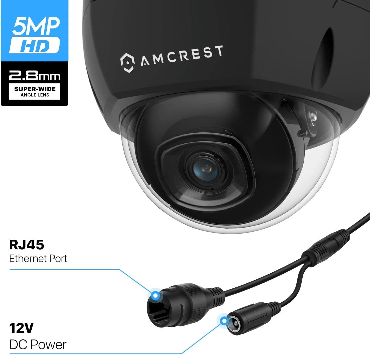 Amcrest UltraHD 4K Outdoor Security POE IP Dome Camera, 98ft Night Vision, Black N855