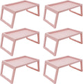 6 Pcs Breakfast in Bed Tray Folding Table Modern Plastic Foldable Laptop Desk Cute Serving Food Trays for Home Eating on Bed Sofa Laptops Party, Pink
