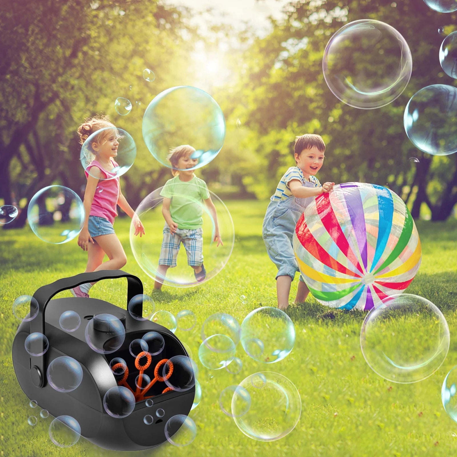 Portable Rechargeable Bubble Machine for Toddlers Parties Outdoor Indoor F2383