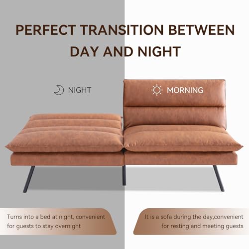 Memory Foam Futon Sofa Bed Armless Sleeper Loveseat Convertible Couch, Dark Black R24533