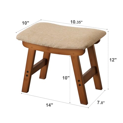 Bamboo Foot Stool Under Desk with Black Legs, Beige Surface Q1724