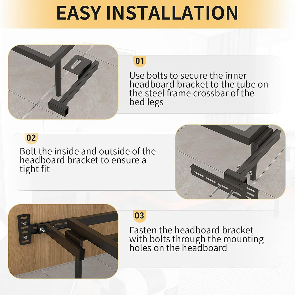 Headboard Kit for Adjustable Bed with Brackets, Black O854894