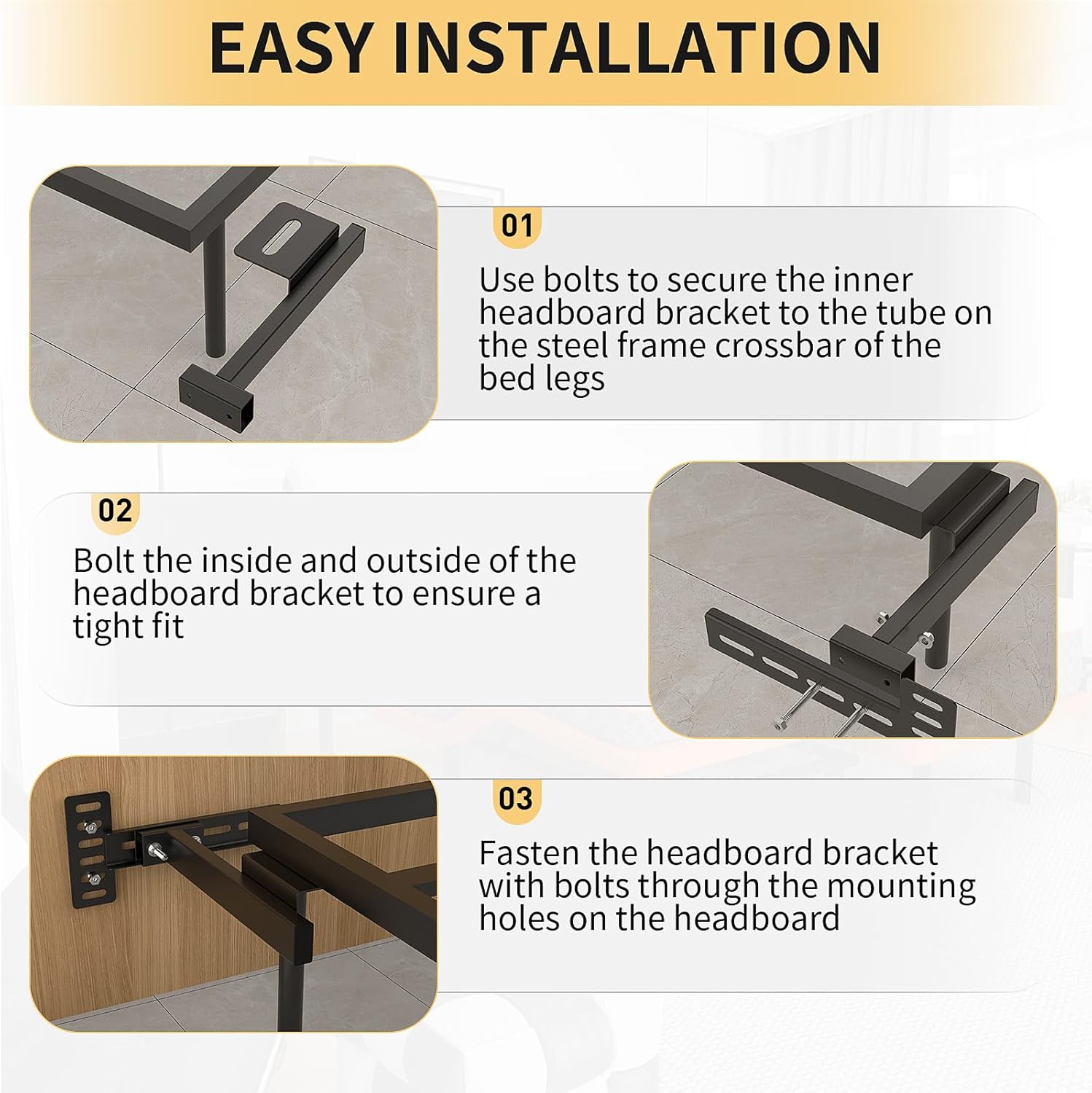 Headboard Kit for Adjustable Bed with Brackets, Black O854894