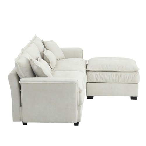 PURLOVE Convertible Sectional Sofa Couch with Ottoman, Dark Grey M889656