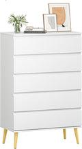 Dresser for Bedroom with 5 Drawers, Wide Chest of Drawers with Smooth Metal Rail, Clothing Organizer with Large Storage Space, Storage Cabinet for, Closet, Hallway