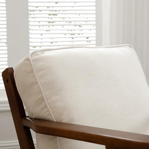 chairus Mid-Century Modern Accent Chair Linen Fabric Upholstered Solid Wood Frame Beige A654224