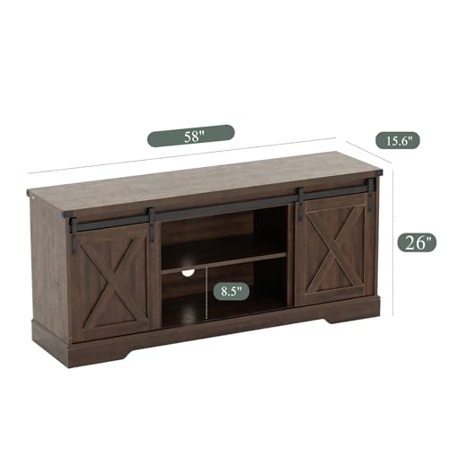 St.Mandyu Farmhouse TV Stand for TVs up to 65 inch, Brown W819