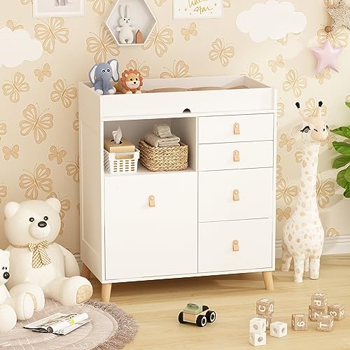 Baby Changing Table Dresser with Drawers & Shelf, White O5787