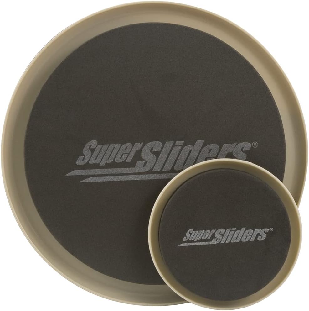 Super Sliders 3 1/2" & 7" Round Reusable Furniture Sliders for Carpet, Beige (8 Pack) D29509