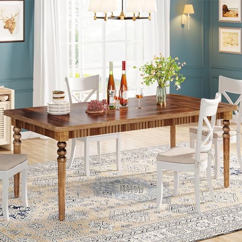 Tribesigns Farmhouse Dining Table for 4-6 People, 63-Inch Rectangular Kitchen Table, Oak R581