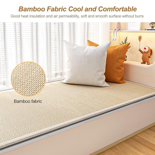 Custom Window Seat Cushions Indoor, 1" Double-sided Reversible Bamboo Mat Bench Cushion S55112