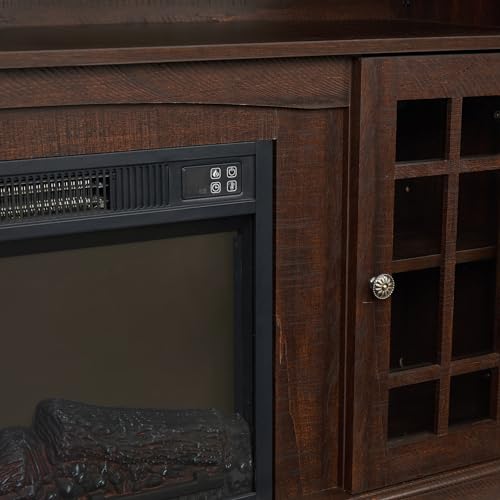 Farmhouse TV Stand with Electric Fireplace for TVs up to 65", Dark Grey G2651