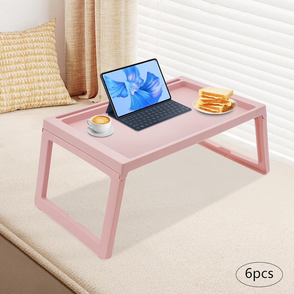Breakfast in Bed Tray Folding Table Plastic Laptop Desk, Pink O326039